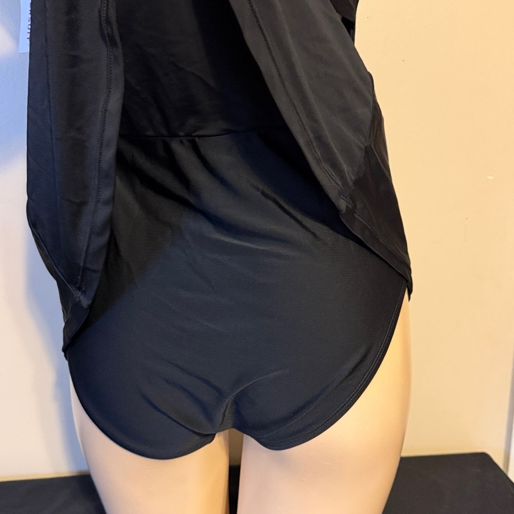 Coppersuit womens medium 8 10 bathing suit swim dress athletic zip black NWT - Picture 8 of 12